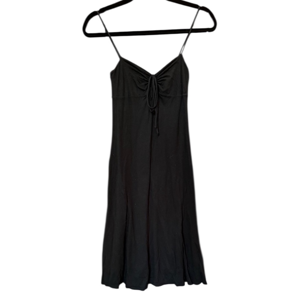 Splendid Jersey Casual Dress with Cinched Gathered Bust, Black, Size Small